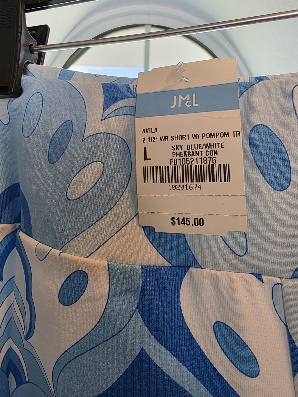 J.McL Sky Blue & White Paisley Shorts, CATALINA CLOTH. NEW WITH TAG.
